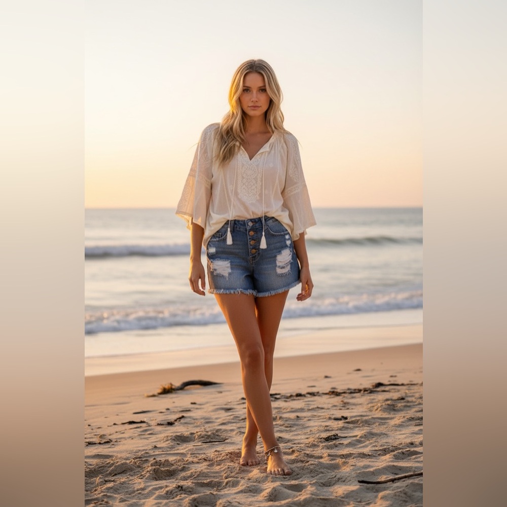 Distressed Denim Women's Shorts